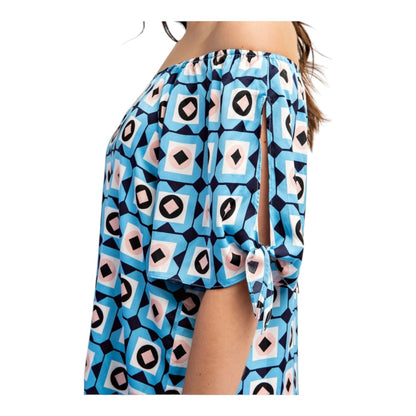 Geometric Print Off The Shoulder Top