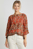 Boat neck botanica print kimono