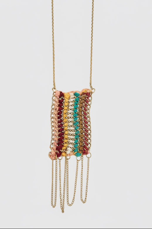 Handmade Warp & Weft Striped Necklace