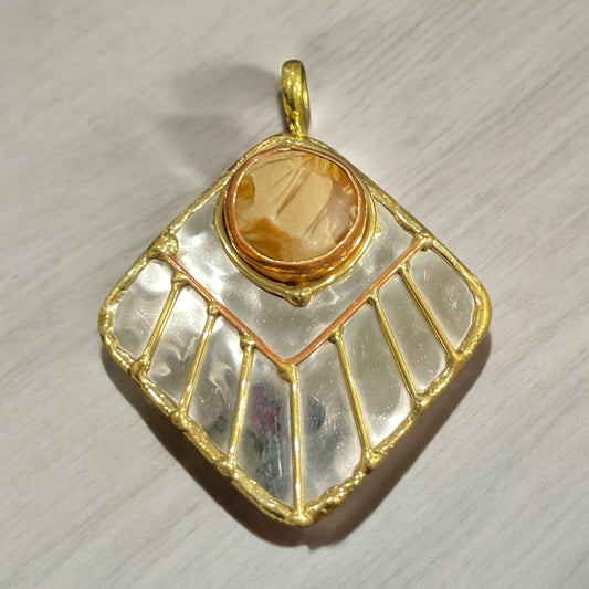 Stainless Steel pendant with brass/copper