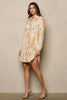 Multi-color long sleeve V-neck surplice mini dress