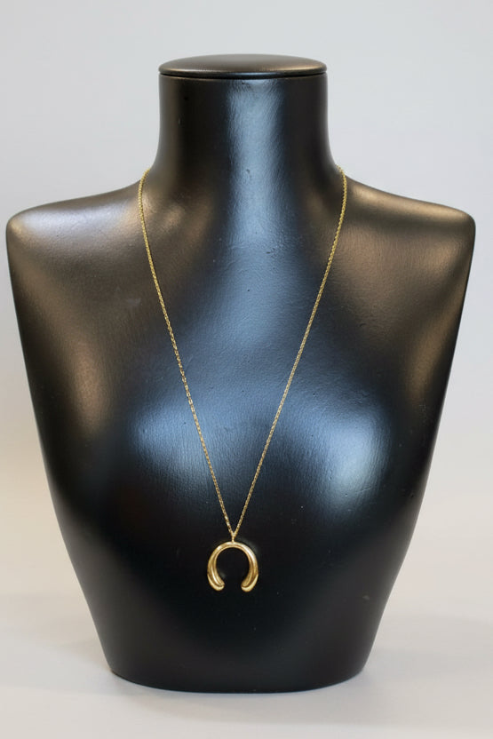 Gold Dipped Crescent Tear Pendant Necklace