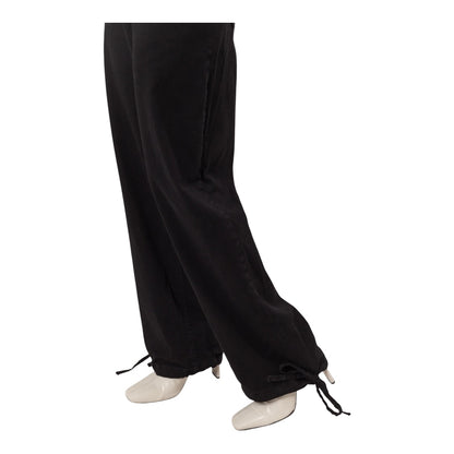 Black Washed Twill Cinched Hem Pants