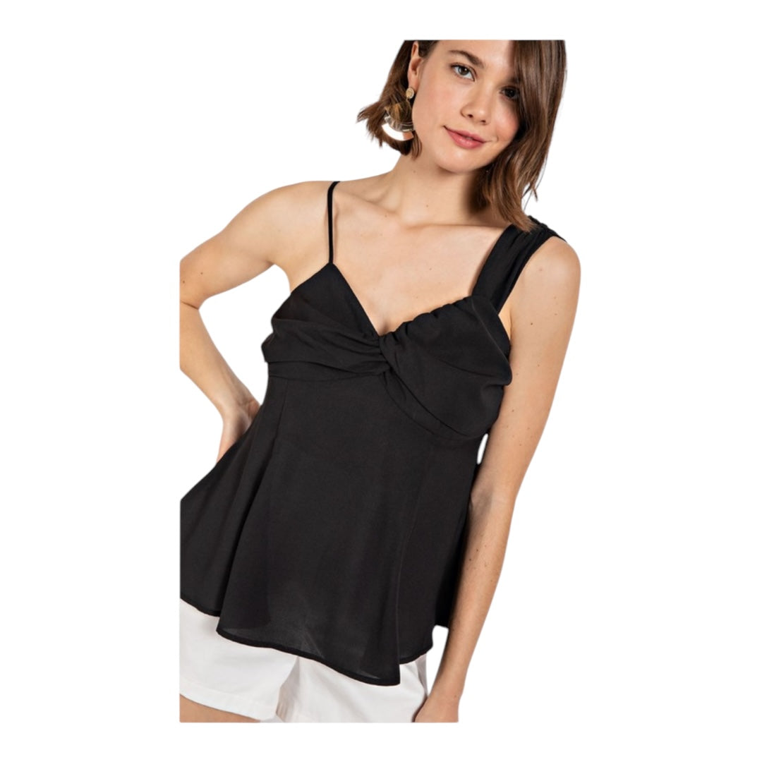 Twist Detail Asymmetrical Neck Top