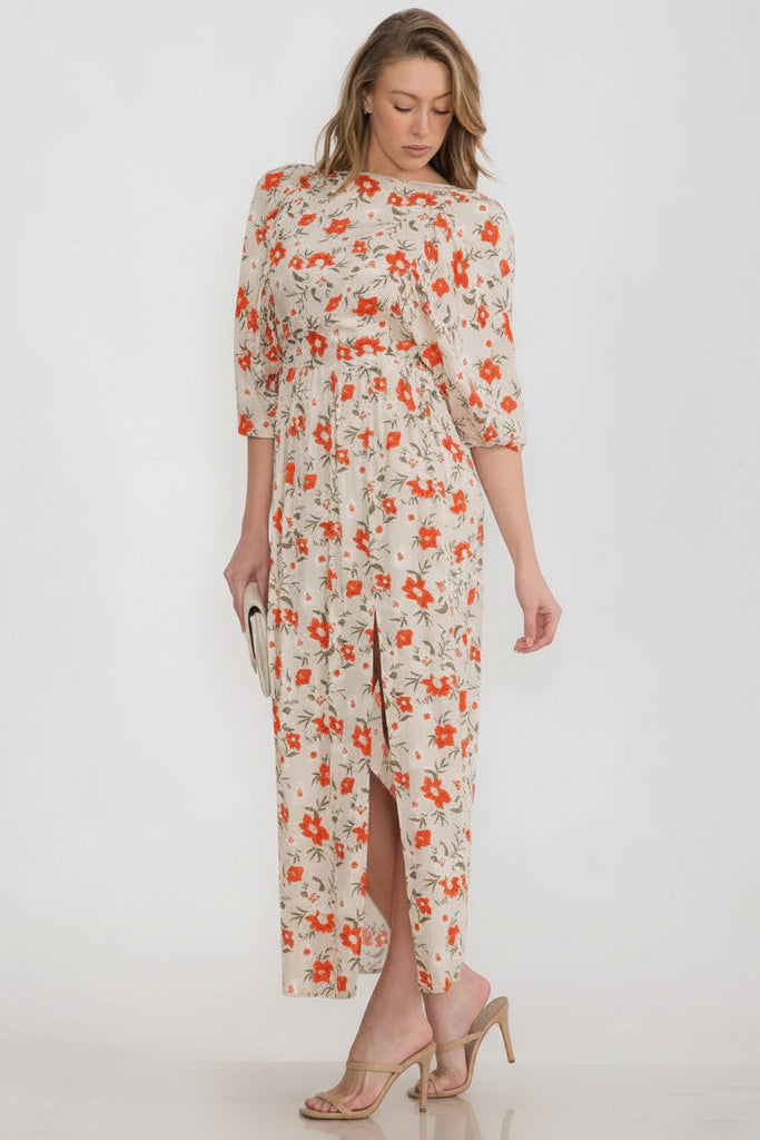 Open-back floral maxi dress