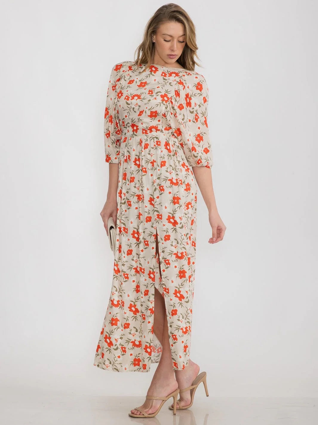 OPEN BACK FLORAL MAXI DRESS
