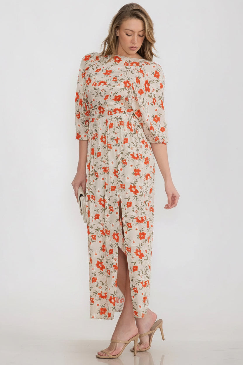 Open-back floral maxi dress