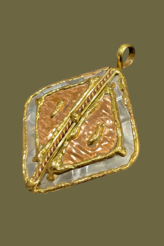 Stainless Steel pendant with brass/copper