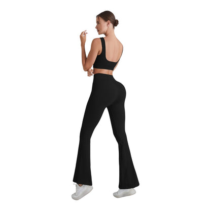 2PC Square Neck Sports Bra and Flare Legging Set