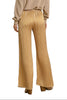 Golden cream striped satin pants, full-length view