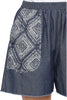 Dark denim print pockets shorts in cotton-polyester blend