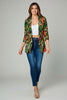 Open front tropical floral blazer
