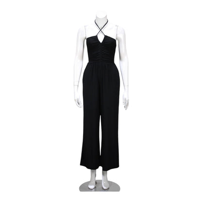 Black Halter Tie Back Jumpsuit