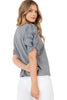 Gray short puff sleeve top front view