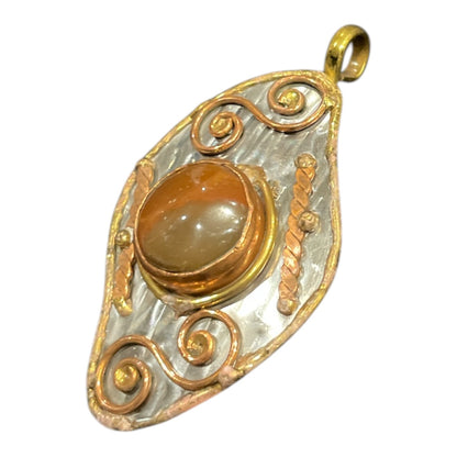 Stainless Steel pendant with brass/copper