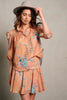 Peach floral mini skirt and top set