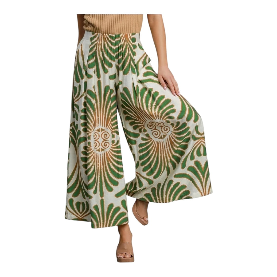 Wide Leg Printed Skirt Pants