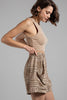 Brown Aztec print shorts with elastic waistband