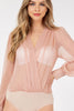 Sheer V-neck bodysuit, evening look styling
