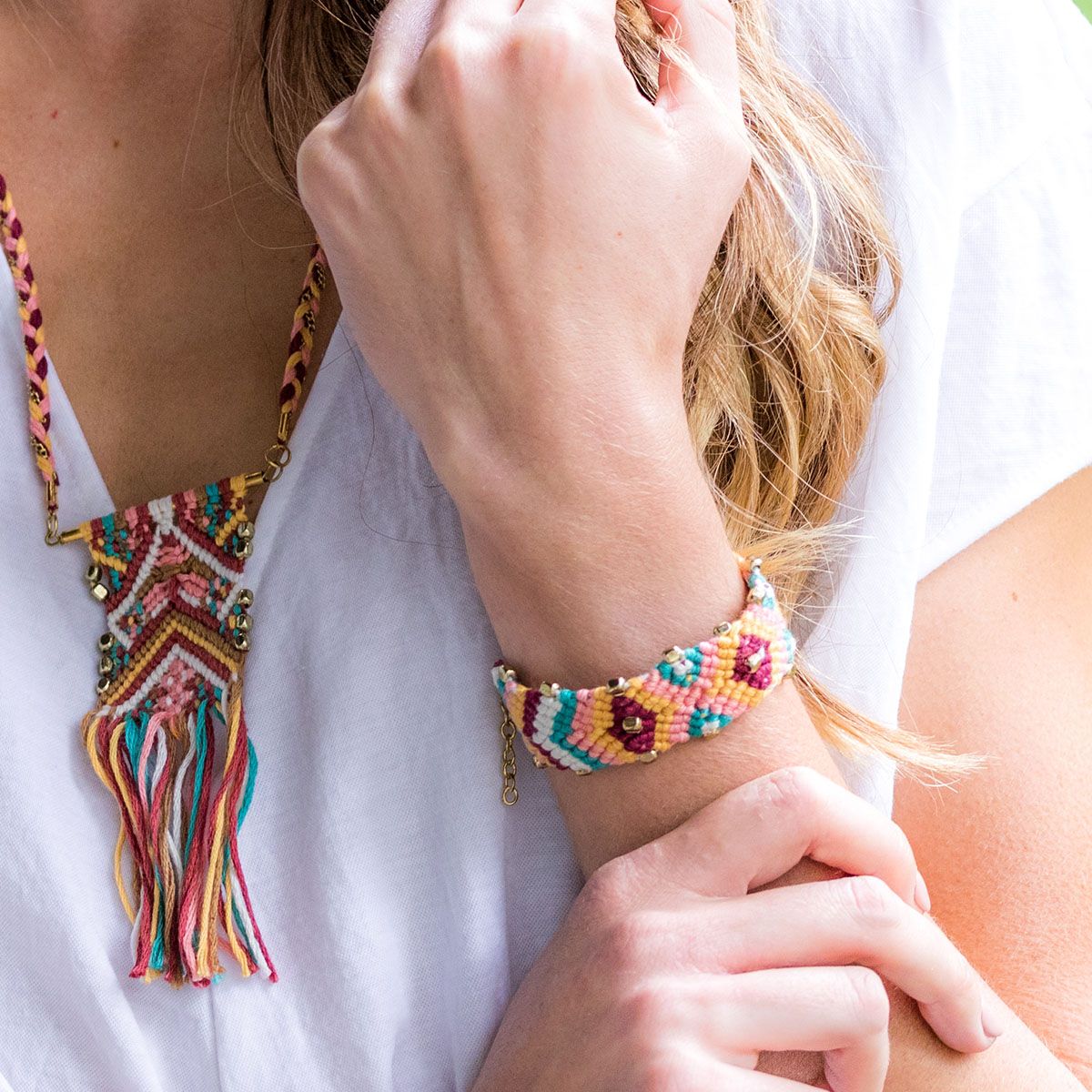 Handmade Woven & Beaded Bracelet