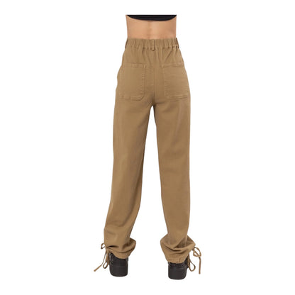 Khaki Washed Twill Cinched Hem Pants