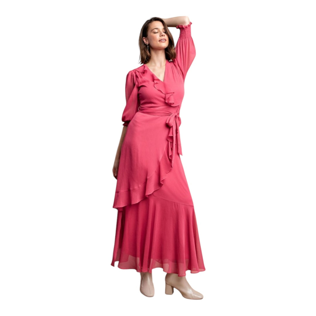 Waist Tie Faux Wrap MaxI Dress