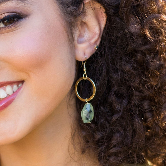 Gold Plated earrings with Prehnite stones