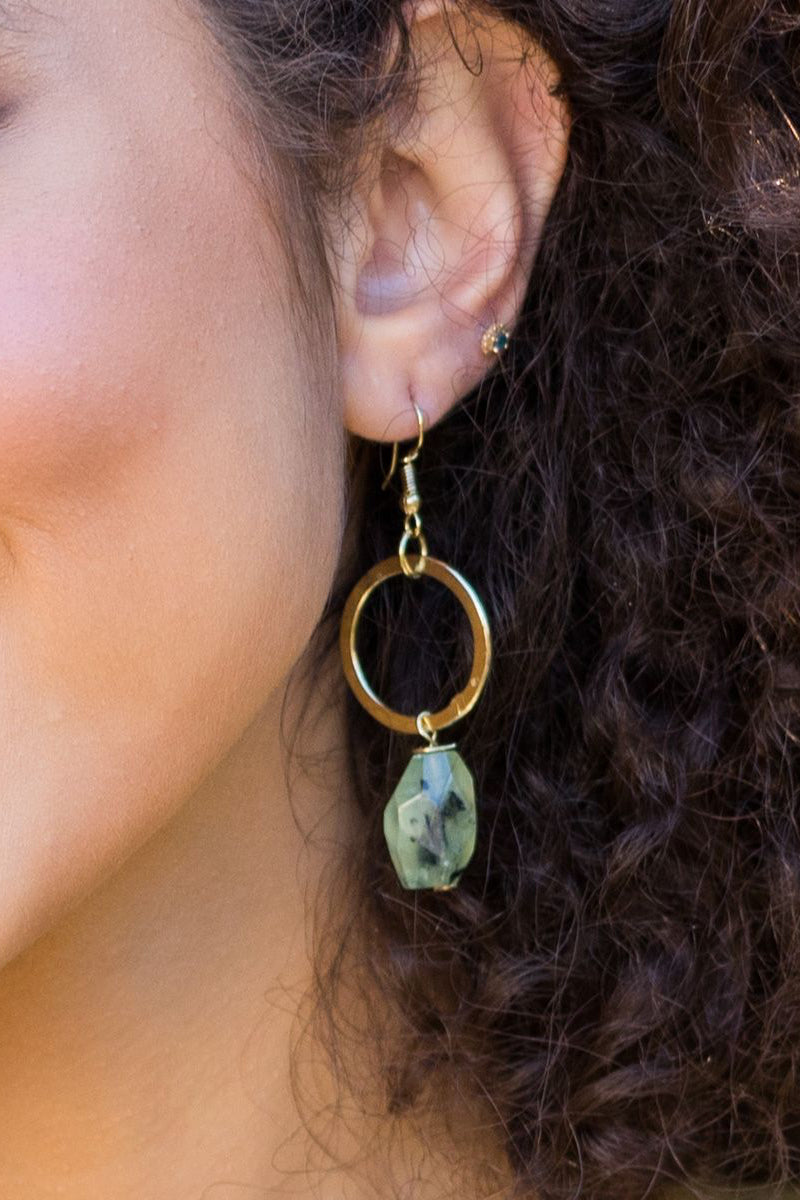 Gold Plated earrings with Prehnite stones