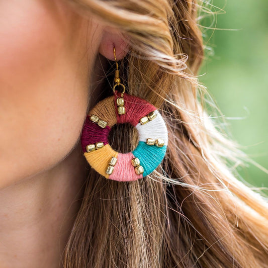 Sachi Fabric Wrapped Ring Weft Earrings