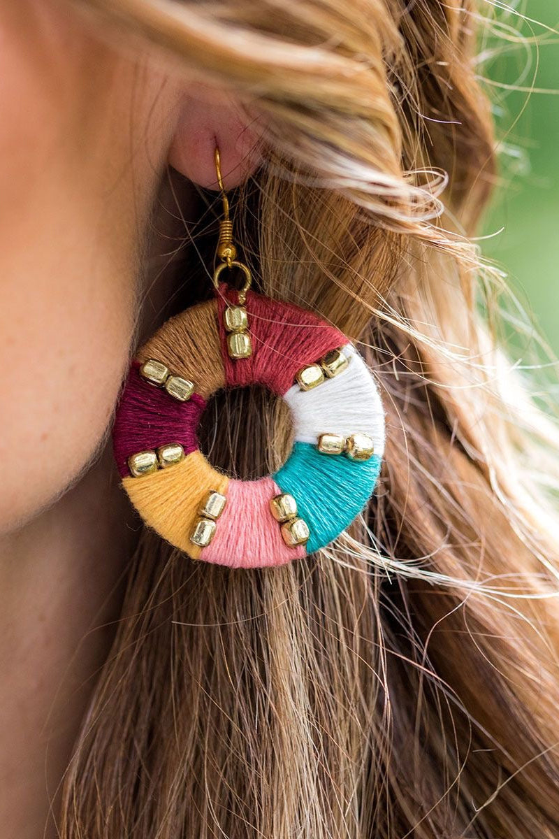 Sachi Fabric Wrapped Ring Weft Earrings