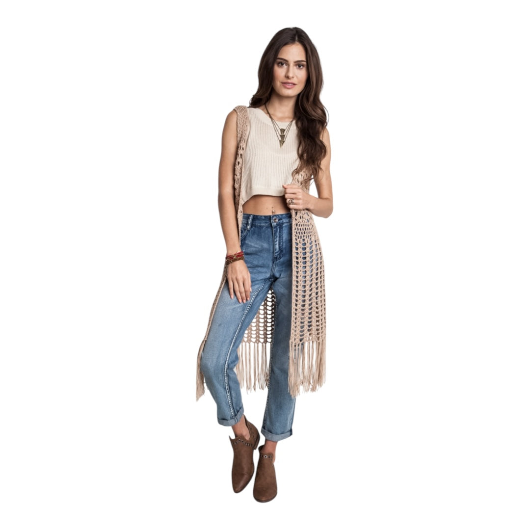 Harlow Crochet Vest with Tassel Detail