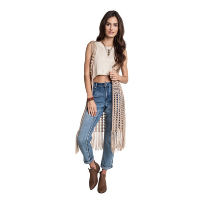 Harlow Crochet Vest with Tassel Detail