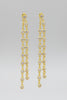 CZ chain dangle earrings in gold dipped finish, pair view