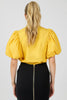 Yellow crochet puff sleeve blouse by Mandalay and Company