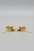 Mini gold clover stud earrings with CZ pave