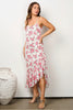 High-low floral dress with ruffle detail