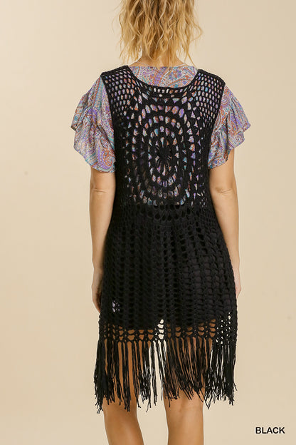 Harlow Crochet Vest with Tassel Detail