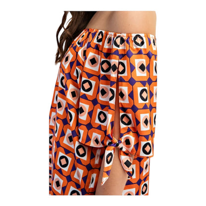 Geometric Print Off The Shoulder Top