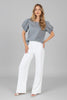 Gray short puff sleeve top