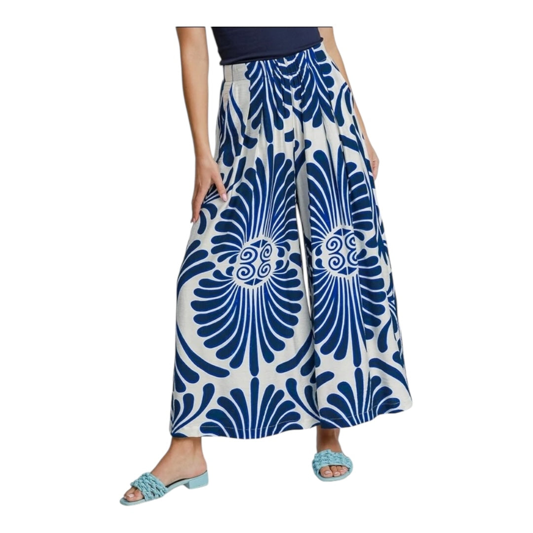 Wide Leg Printed Skirt Pants