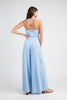 Halter neck wide leg blue jumpsuit