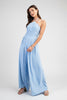 Light blue flowing wide-leg jumpsuit