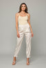 High-waist satin joggers with cargo pockets