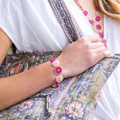 Handmade Sachi Pink Beaded Bracelet