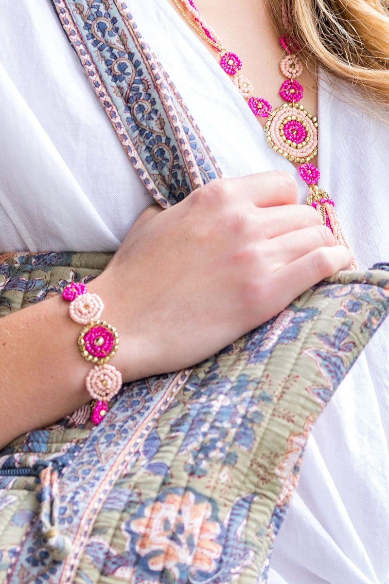 Handmade Sachi Pink Beaded Bracelet