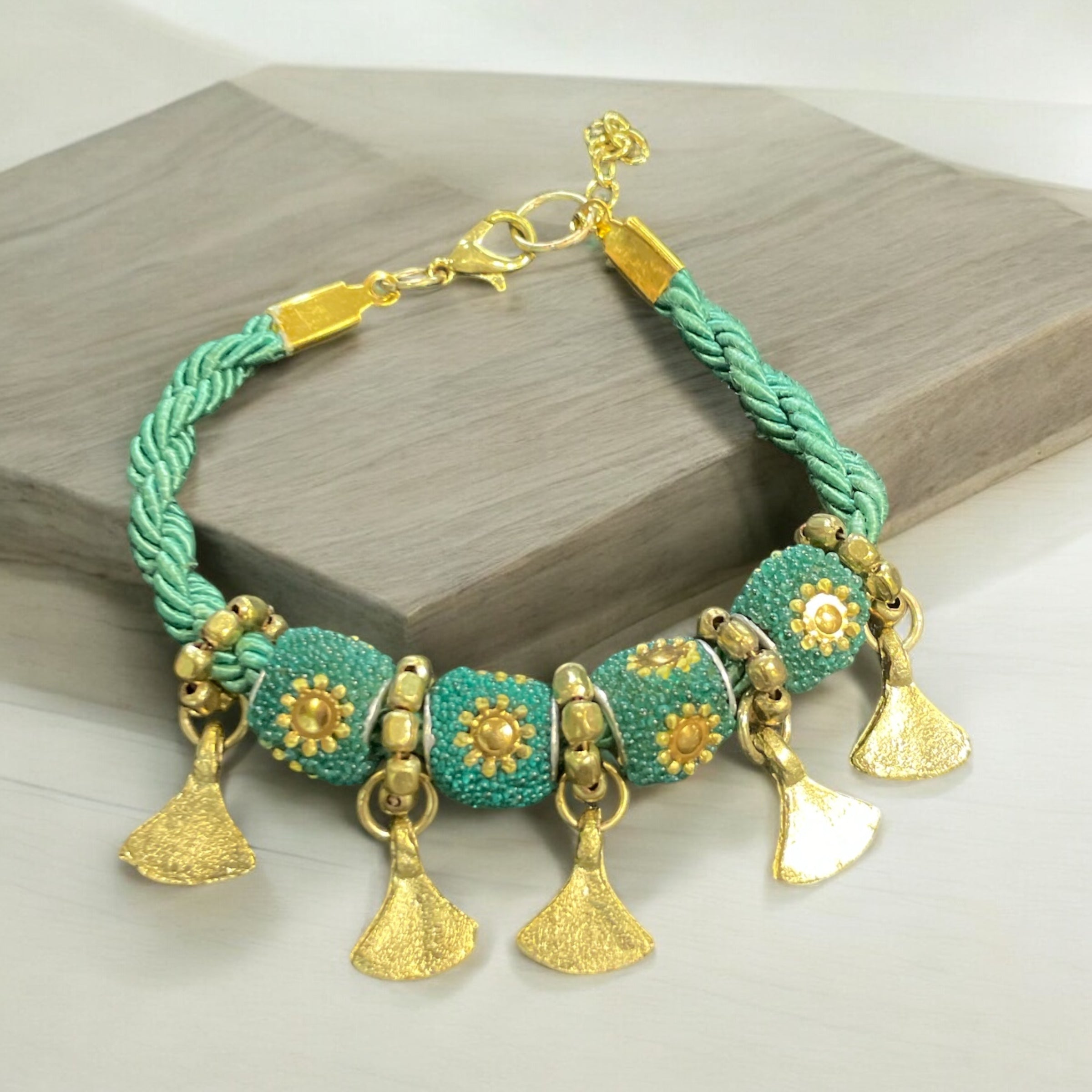 Woven Beads and Charms Bracelet