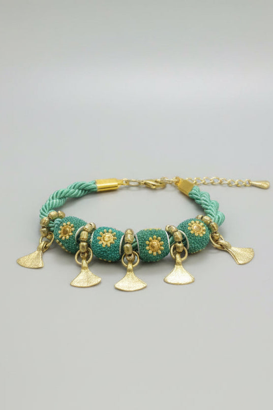 Woven Beads and Charms Bracelet