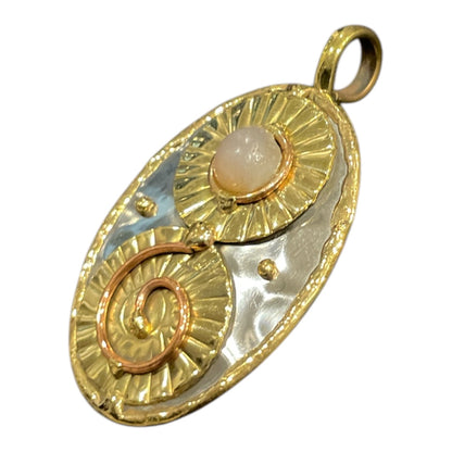 Stainless steel with brass/ copper scrollwork Pendent