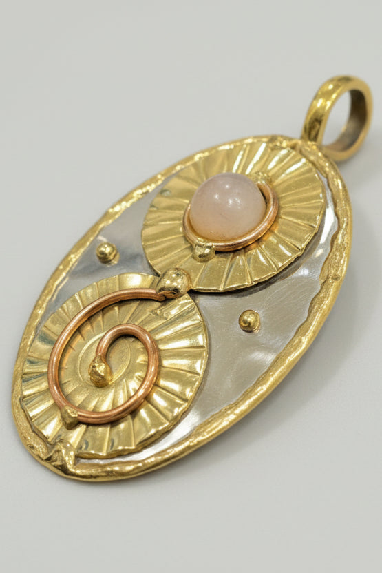 Stainless steel with brass/ copper scrollwork Pendent