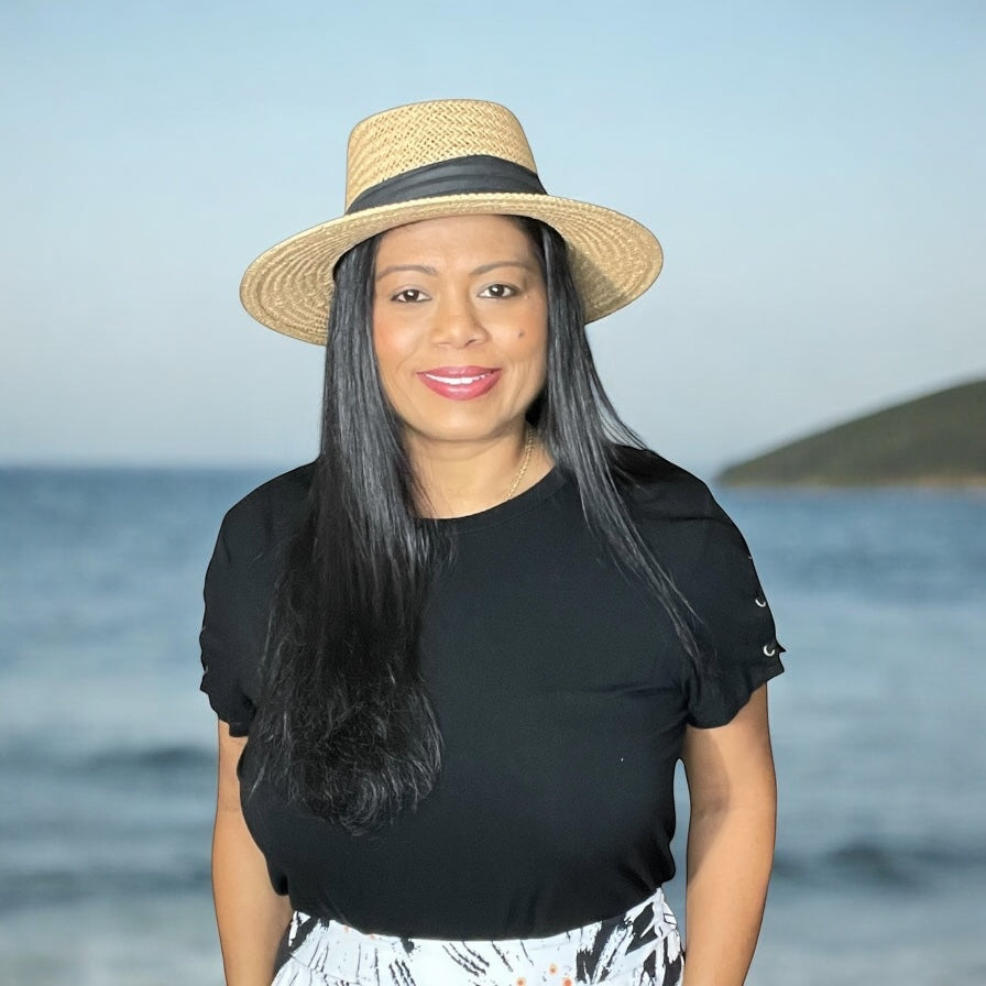 Straw Hat with Black Hat Band